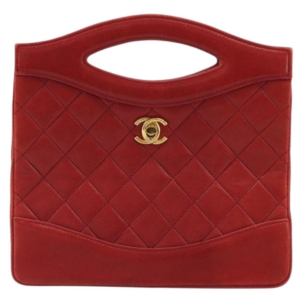Chanel Matelasse Lambskin Leather Handbag Red